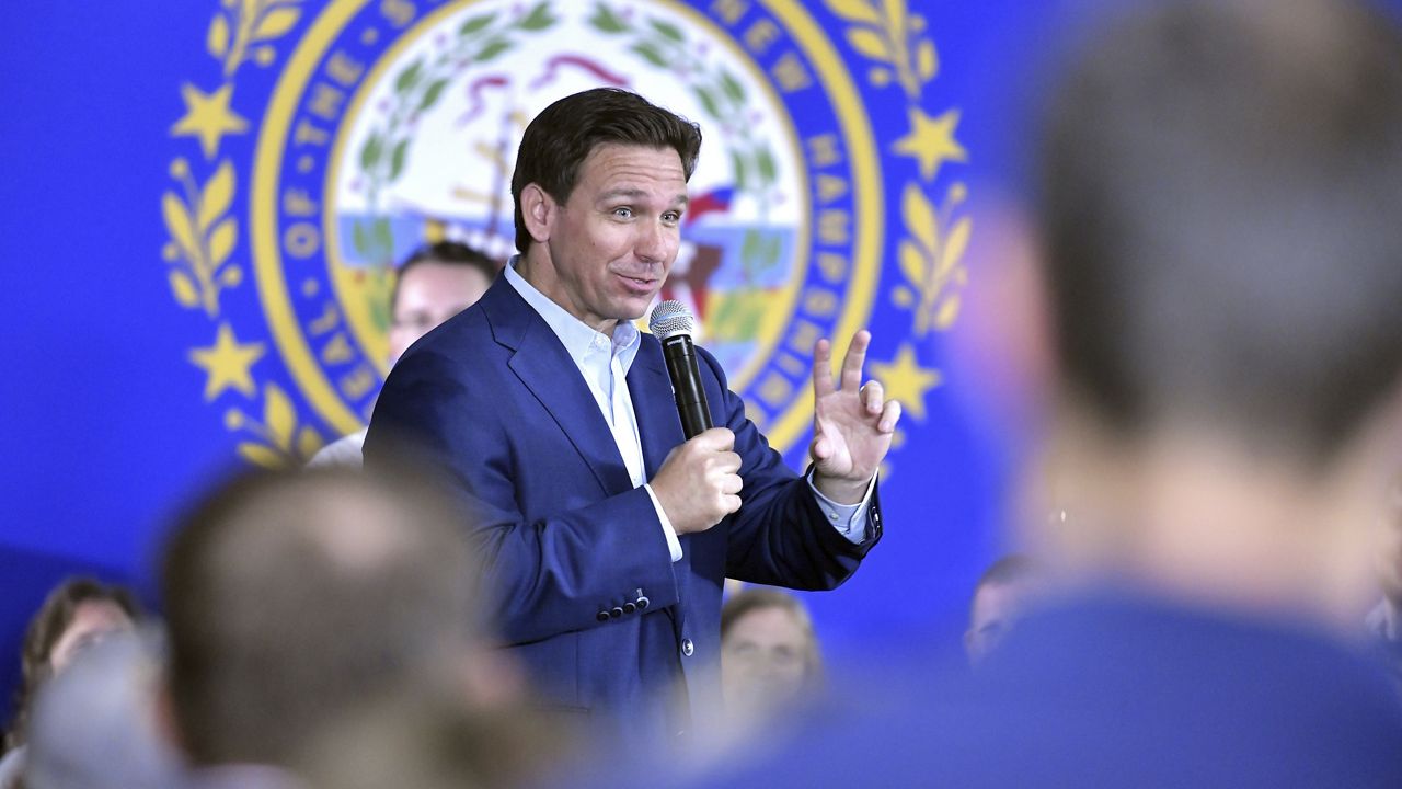 Republican presidential candidate Florida Gov. Ron DeSantis speaks during a town hall event in Hollis, N.H., Tuesday, June 27, 2023. (AP Photo/Josh Reynolds)