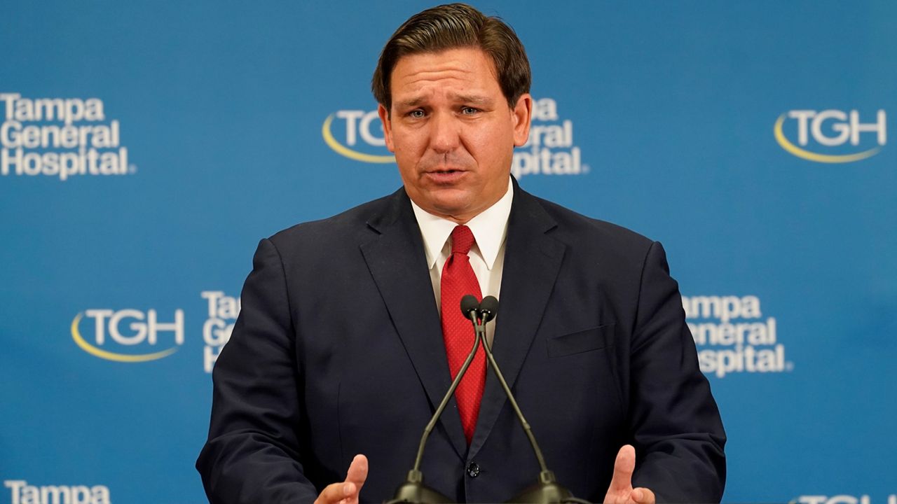 Florida Gov. Ron DeSantis during a news conference Monday, Dec. 14, 2020, at Tampa General Hospital in Tampa, Fla. (Chris O'Meara/AP)