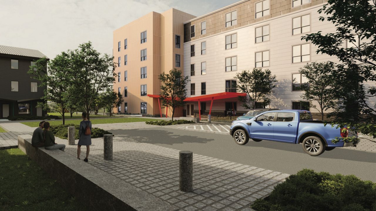 This rendering shows a proposed new housing project in Portland that will include 63 units of affordable housing. The city council is expected to vote on whether to grant a $1.2 million loan to help cover the construction costs on Monday. (Archetype Architects rendering in proposal to city council)