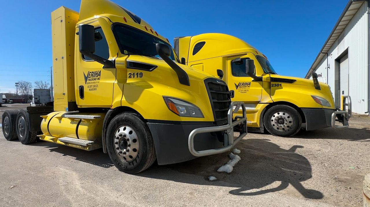 Veriha Trucking in Marinette is hauling light and sound gear in support of the 2025 NFL Draft in Green Bay.