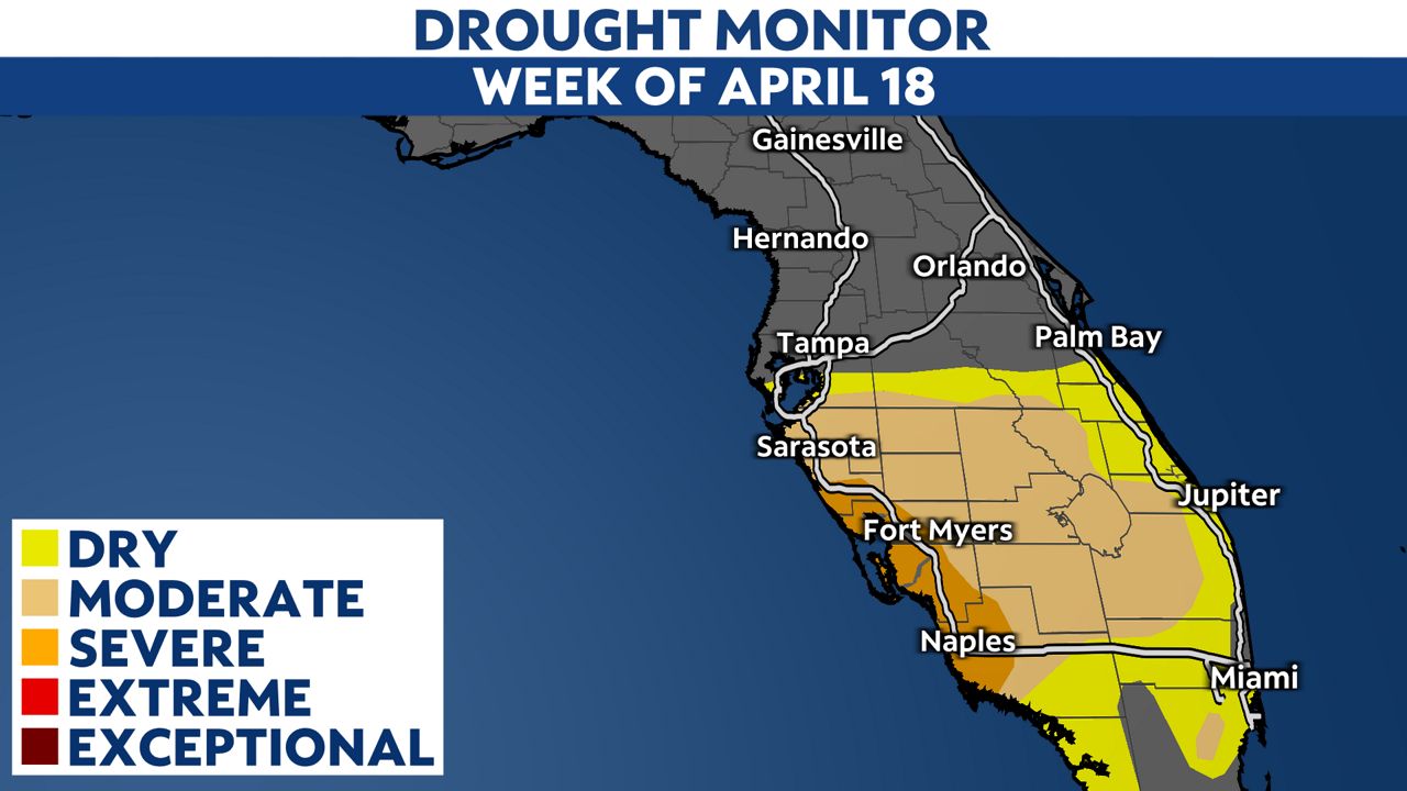 Tampa Bay area counties in extreme drought conditions