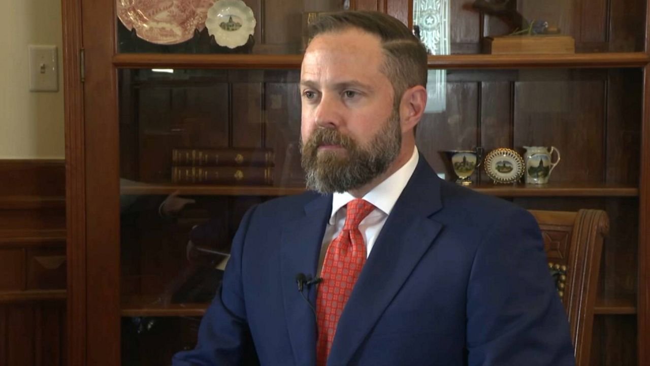 Texas House Speaker Dustin Burrows being interviewed by Capital Tonight on Tuesday, May 6, 2025. (Spectrum News 1)