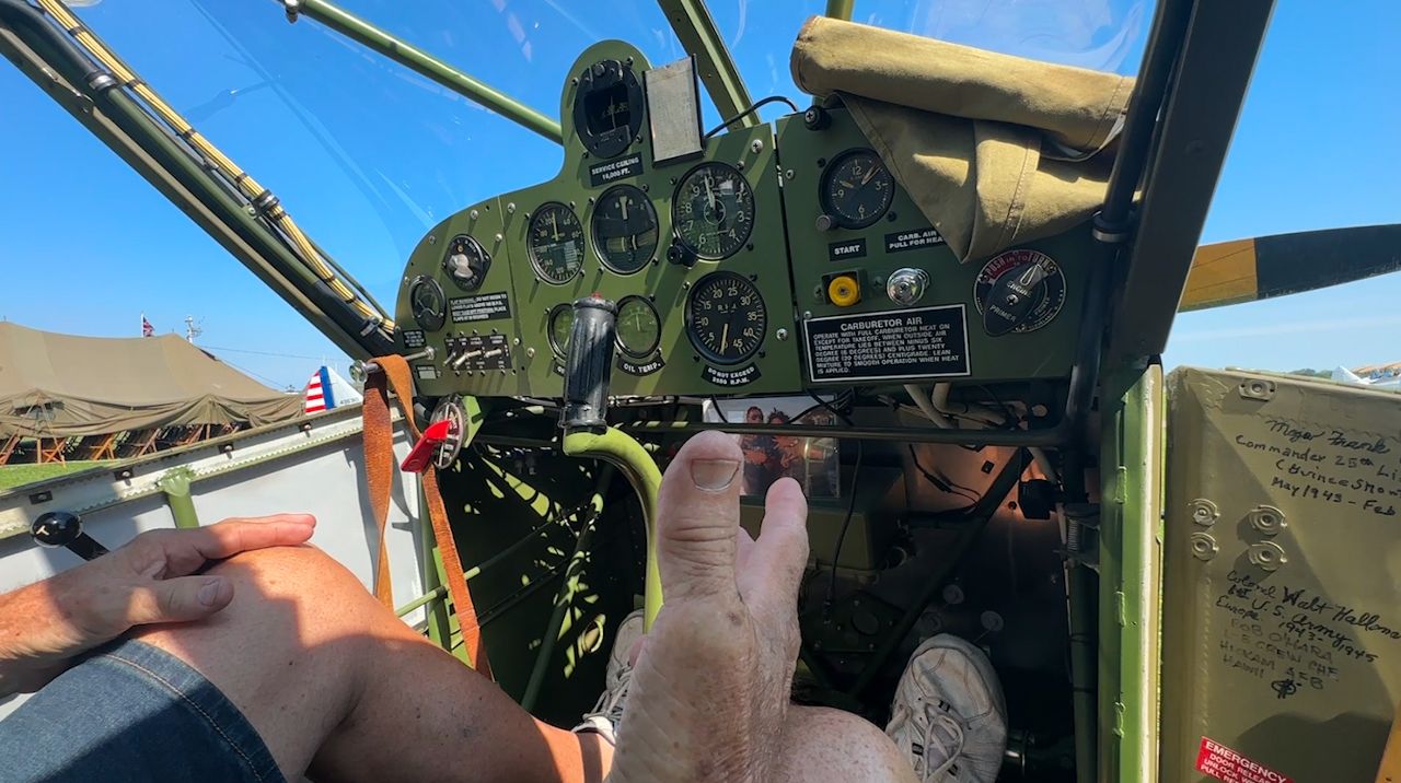 The instrument panel of a 1943 Stinson L-5 owned by Sam Taber at EAA AirVenture in Oshkosh Monday.