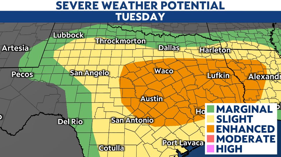 Multi day severe weather threat across Texas