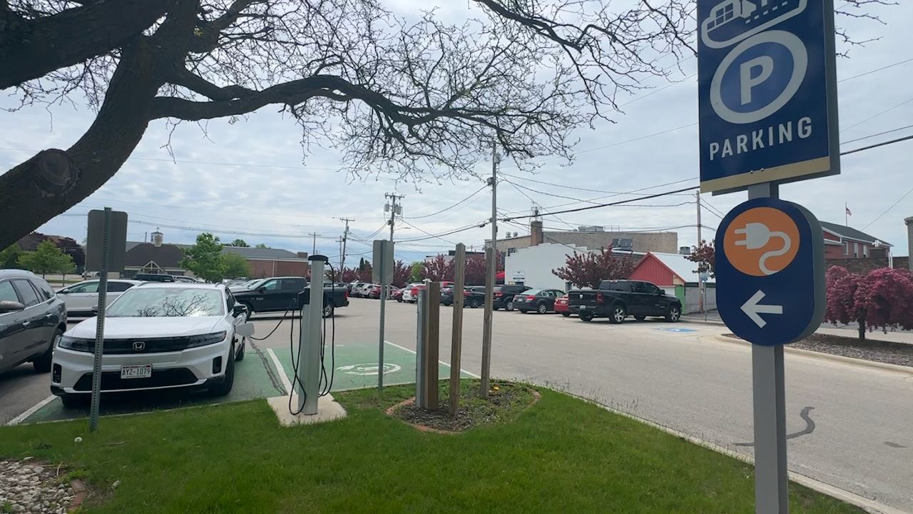 An EV charging station in Sturgeon Bay. 
