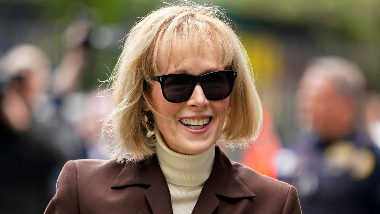 E. Jean Carroll arrives at Manhattan federal court, May 9, 2023, in New York. (AP Photo/John Minchillo)