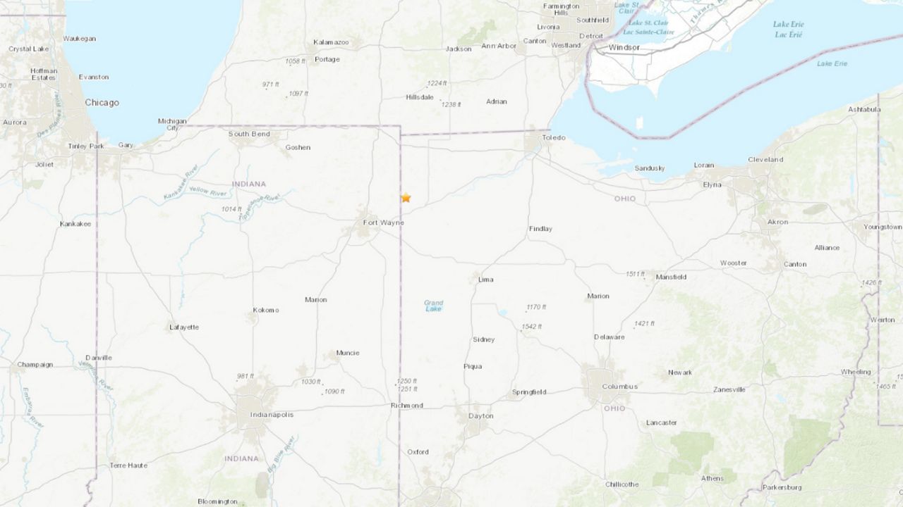 This map shows the location of the 2.9 magnitude earthquake reported in Defiance County Sunday morning.