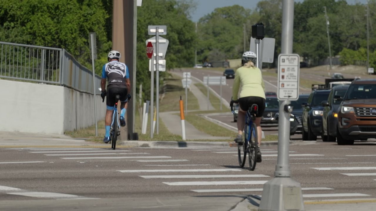 Bicyclists concerned with busy Pinellas Trail crossing on East Lake Road