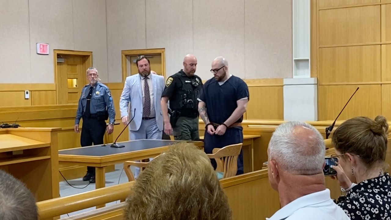 Joseph Eaton, the suspect in a shooting spree in Maine, appears at his arraignment Friday, July 28. (Spectrum News/Sean Murphy)