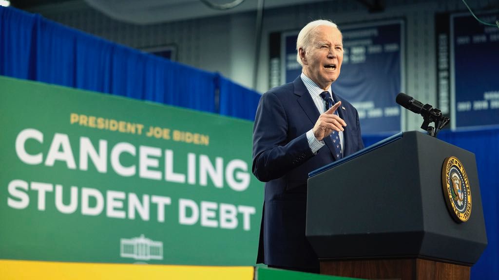 President Joe Biden delivers remarks on student loan debt at Madison College, Monday, April 8, 2024, in Madison, Wis. (AP Photo/Evan Vucci)