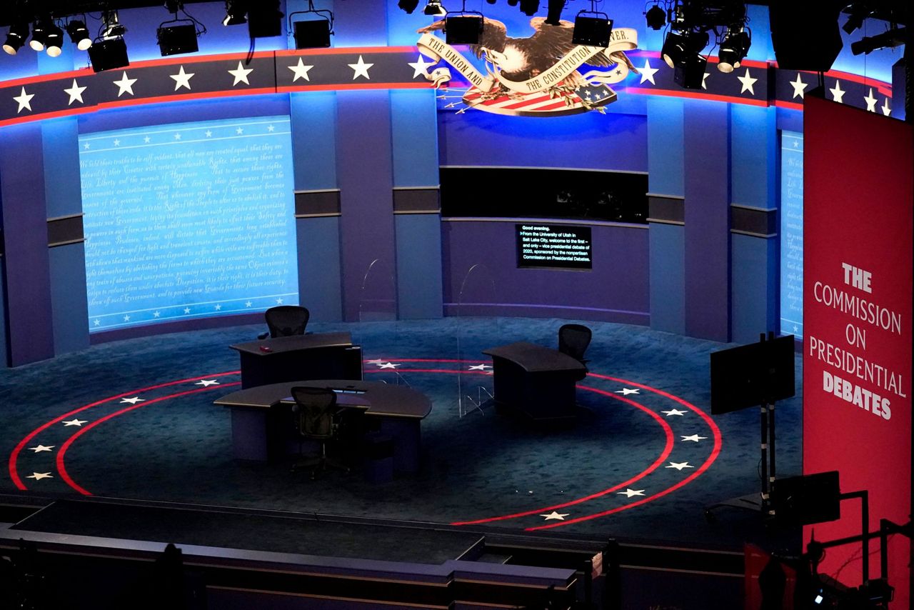 Scene For Vp Debate: Red, White And Blue — And Plexiglass