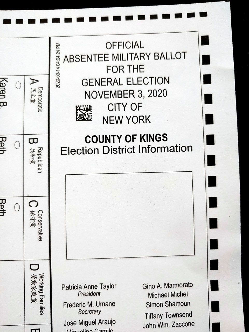 Some in NYC get absentee ballots with wrong return address