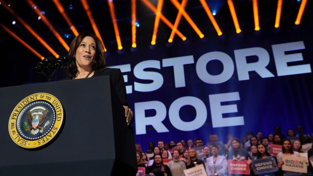 Vice President Kamala Harris speaks before President Joe Biden at an event on the campus of George Mason University in Manassas, Va., Tuesday, Jan. 23, 2024, to campaign for abortion rights, a top issue for Democrats in the upcoming presidential election. (AP Photo/Susan Walsh)