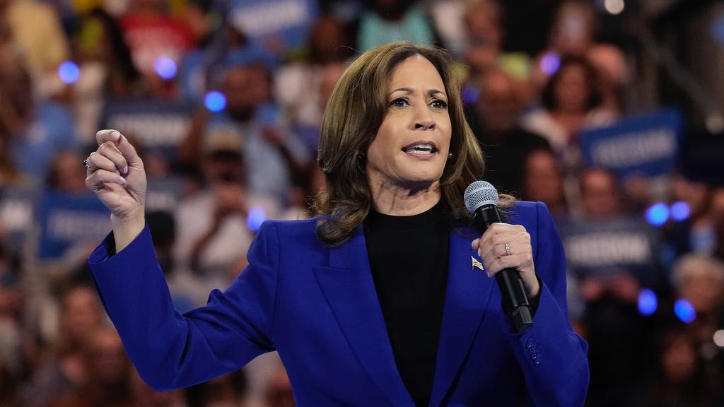 Democratic presidential nominee Vice President Kamala Harris speaks at the Fiserv Forum during a campaign rally in Milwaukee, Tuesday, Aug. 20, 2024. (AP Photo/Jacquelyn Martin)