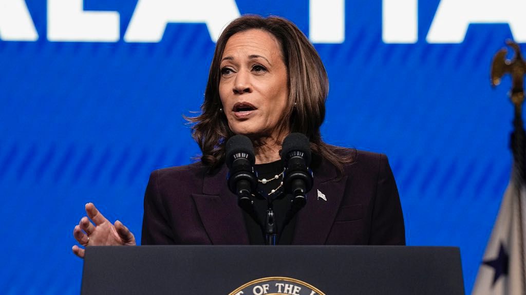 FILE - Vice President Kamala Harris speaks during the American Federation of Teachers' 88th national convention, July 25, 2024, in Houston. Immediately after President Joe Biden left the race a week ago, Harris began to craft her own narrative around the economy. Not once in speeches did she mention the word "inflation," the overwhelming economic challenge that has dogged Biden's administration. Republicans have quickly moved to blame Harris for the inflation that less than a week ago they pinned on Biden. (AP Photo/Tony Gutierrez, File)