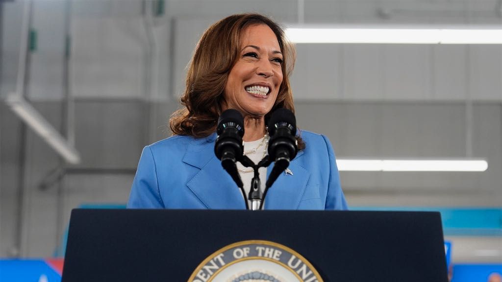 Democratic presidential nominee Vice President Kamala Harris speaks at a campaign event at Hendrick Center for Automotive Excellence on the Scott Northern Wake Campus of Wake Tech Community College in Raleigh, N.C., Friday, Aug. 16, 2024. (AP Photo/Julia Nikhinson)