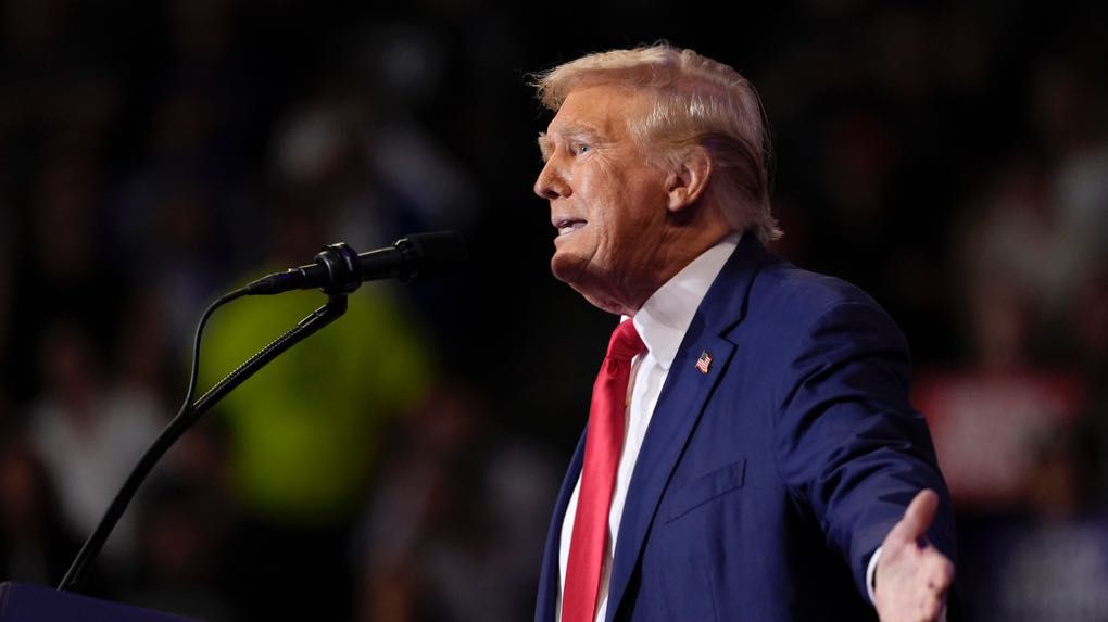 Republican presidential nominee former President Donald Trump speaks at a campaign rally at the Mohegan Sun Arena at Casey Plaza, Saturday, Aug. 17, 2024, in Wilkes-Barre, Pa. (AP Photo/Carolyn Kaster)