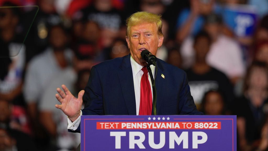 Republican presidential candidate former President Donald Trump speaks at a campaign rally, June 22, 2024, in Philadelphia. (AP Photo/Chris Szagola)