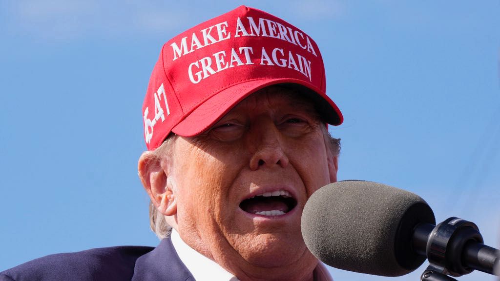 Republican presidential candidate former President Donald Trump speaks at a campaign rally March 16, 2024, in Vandalia, Ohio.(AP Photo/Jeff Dean, File)