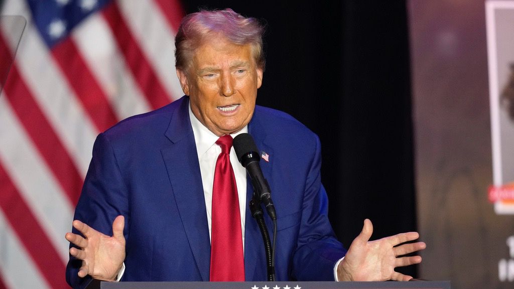 Republican presidential nominee former President Donald Trump speaks during a rally, Saturday, Sept. 28, 2024, in Prairie du Chien, Wis. (AP Photo/Charlie Neibergall)