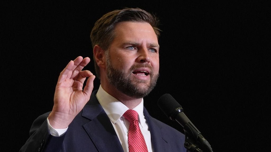 Republican vice presidential candidate Sen. JD Vance, R-Ohio, speaks at a campaign rally at Radford University, Monday, July 22, 2024, in Radford, Va. (AP Photo/Julia Nikhinson)