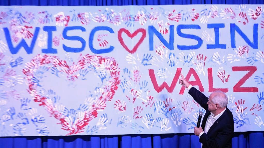 Democratic vice presidential candidate Minnesota Gov. Tim Walz speaks at the Whitewater Music Hall Brewing Company Friday, Sept. 13, 2024, in Wausau, Wis. (AP Photo/Morry Gash)