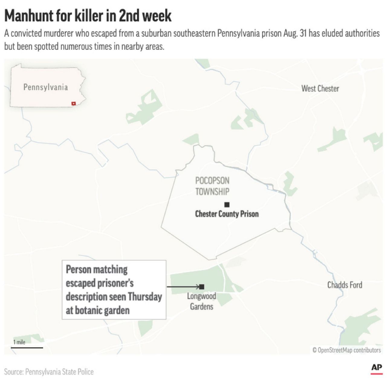 Latest sighting of fugitive killer in Pennsylvania spurs closure of