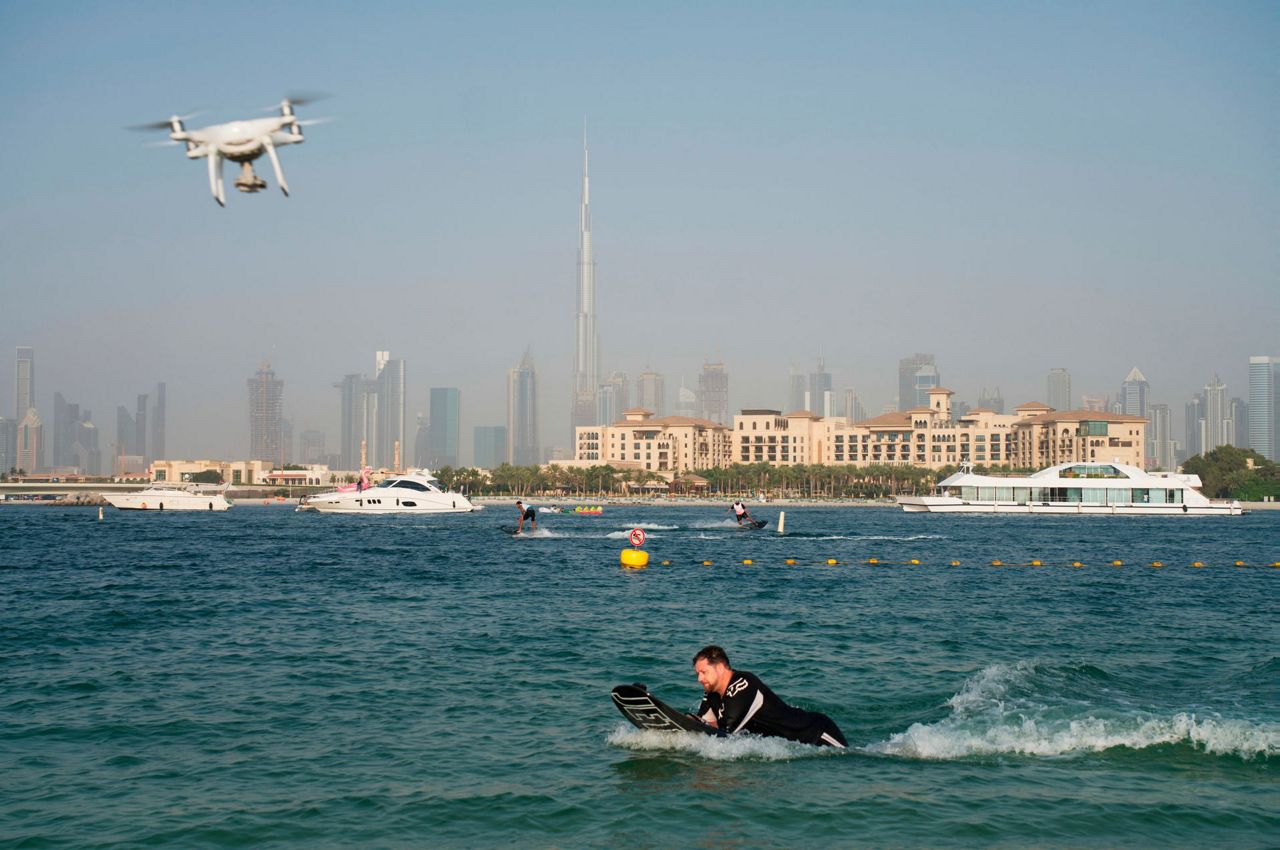 Man deals riding drones