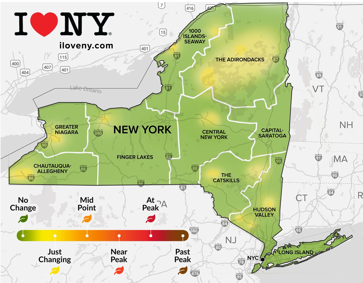 Every corner of Upstate NY will see fall color this weekend