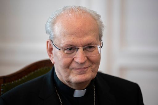 Hungarian Cardinal Peter Erdo is interviewed by The Associated Press, in Budapest, on Thursday, April 20, 2023. (AP Photo/Denes Erdos, file)