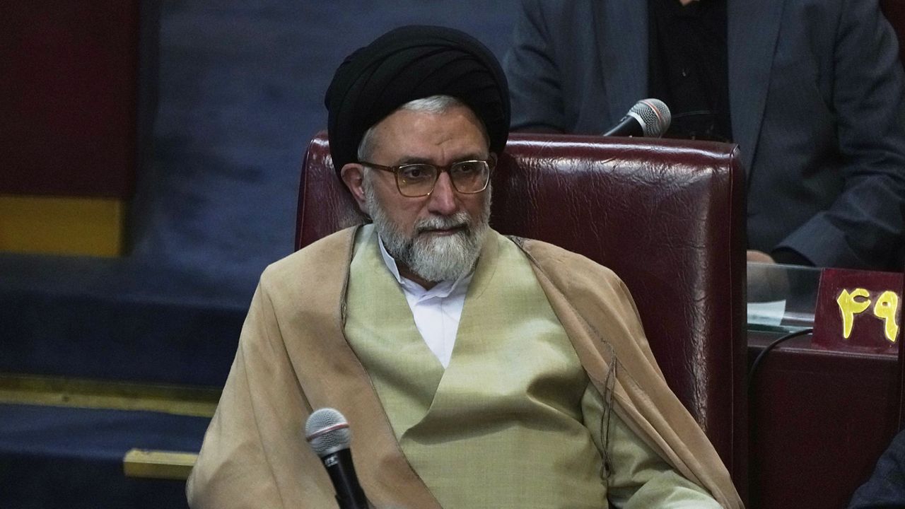 Iranian Intelligence Minister Esmail Khatib attends the inauguration ceremony of the 6th term of the Assembly of Experts in Tehran, Iran, May 21, 2024. (AP Photo/Vahid Salemi)