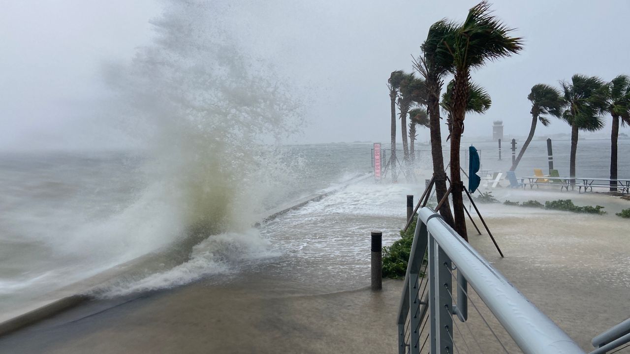 Tropical Storm Eta's waves near the St. Pete Pier