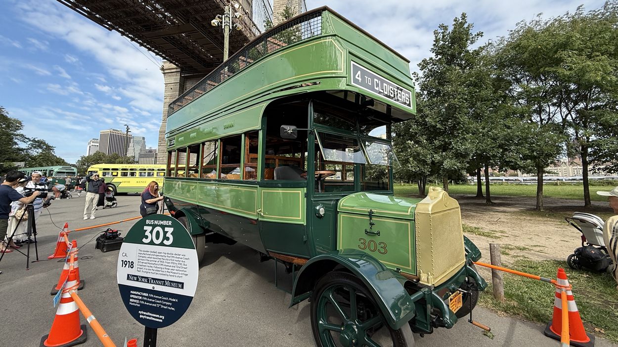 Vintage buses on display at Transit Museum's Bus Festival