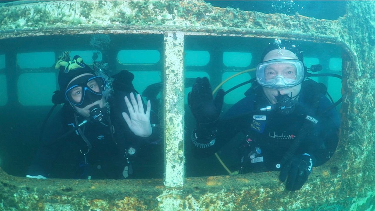 Dan Blum and his daughter Sheila Blum on a dive in Fantasy Lake (Photo Credit: Jeremy Bricco)