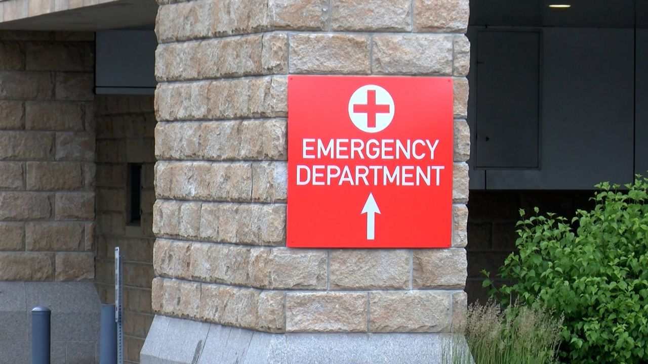 A sign outside the emergency department of Baystate Medical Center. (Spectrum News 1/Devin Bates)