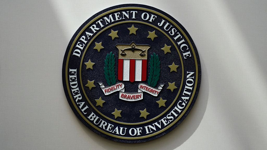 An FBI seal is seen on a wall on Aug. 10, 2022, in Omaha, Neb.