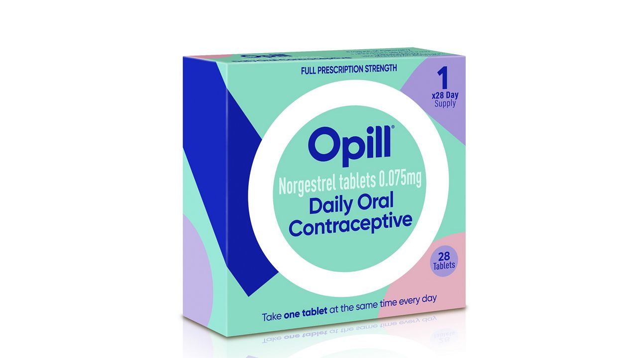 This illustration provided by Perrigo in May, 2023, depicts proposed packaging for the company's birth control medication Opill. (Perrigo via AP)