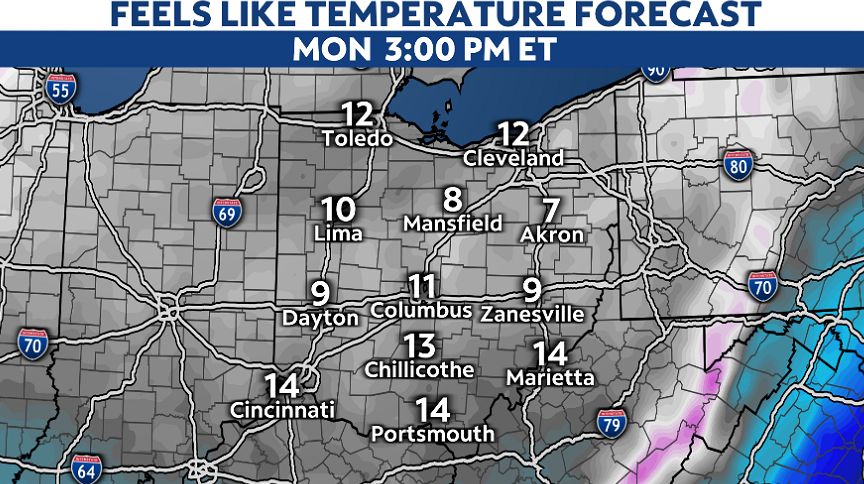 Temperatures drop as strong winds continue in Ohio