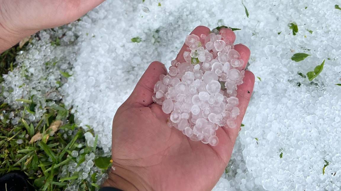 Hail in Palm Bay on Wednesday, April 26, 2023. (Viewer/Kari Sassone)