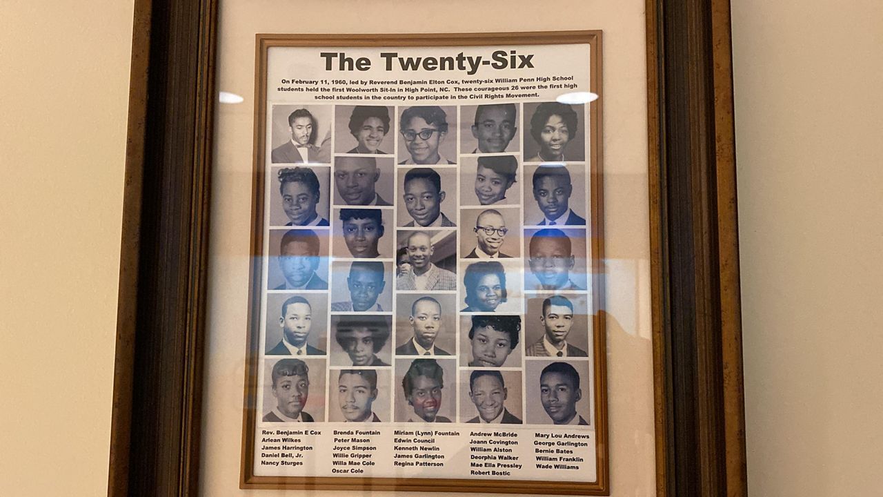 The 26 High Point students who staged the Woolworth Sit-in (Spectrum News 1/Zyneria Byrd)