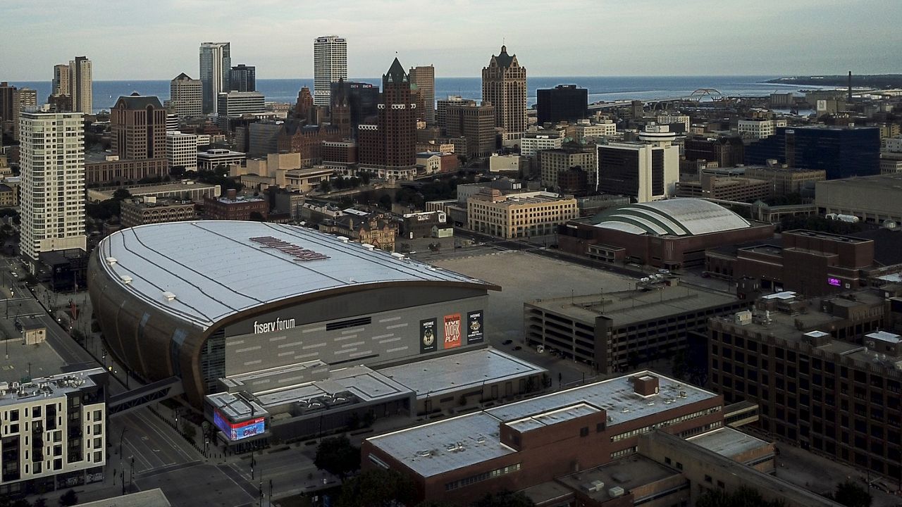 The Fiserv Forum in Milwaukee, the site of Wednesday's Republican primary presidential debate (AP Photo/Morry Gash, File) 