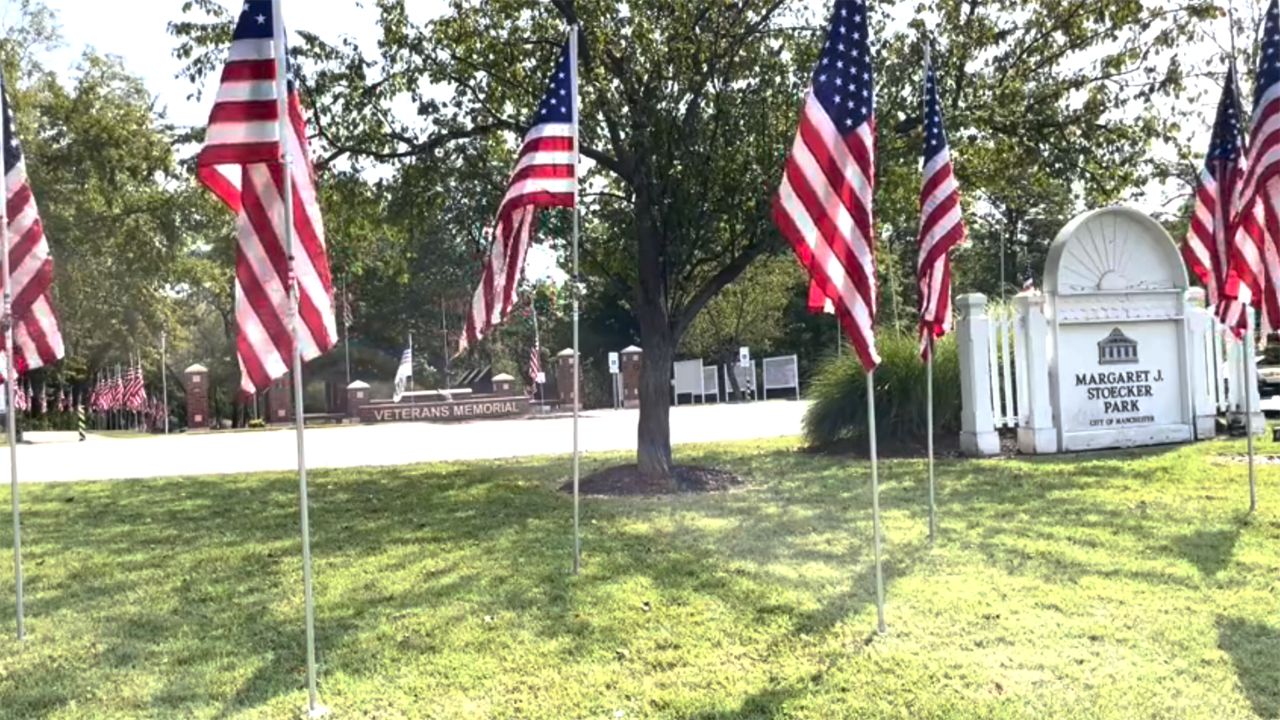 The city of Manchester’s inaugural “Flags of Valor – Manchester Remembers 9/11” display is taking place at Margaret A. Stoecker Park from Sept. 9-15. (Spectrum News/Gregg Palermo)