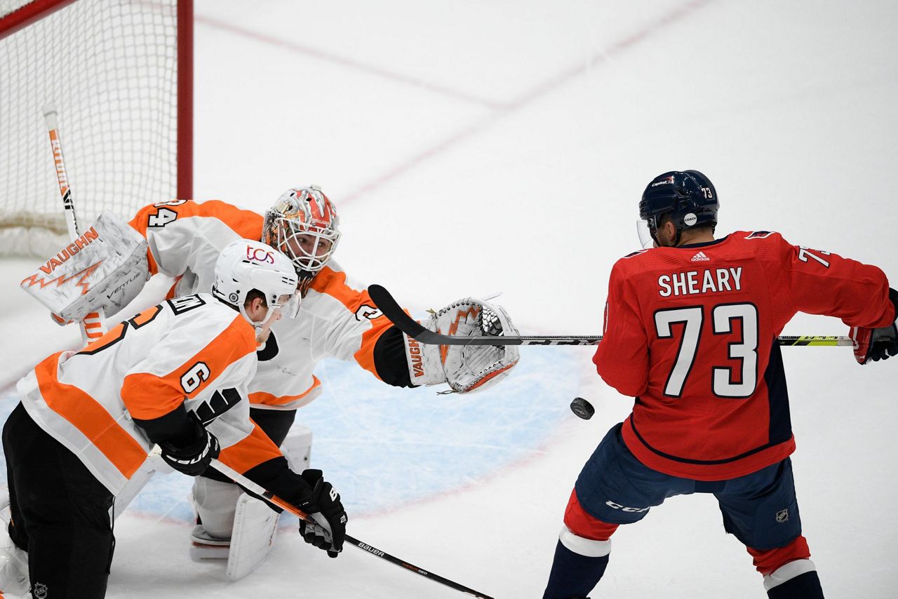 Capitals beat Flyers in overtime, Penguins win East Division