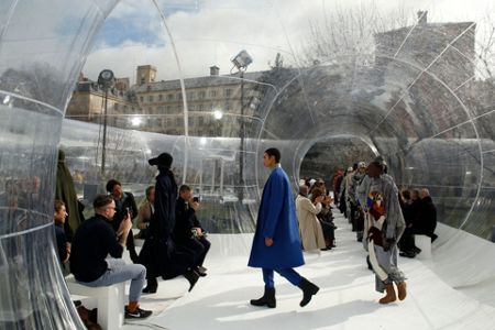Paris, France. 21st Jan 2021. Models during digital fashion show of Louis  Vuitton Fall 2021 Menswear.