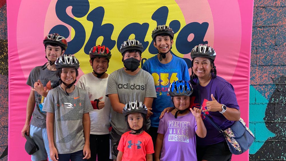 The first 300 bike riders will be properly fitted for free Shaka by CPB branded helmets on May 12 at Ka Makana Alii. (Photo courtesy of Bikeshare Hawaii)