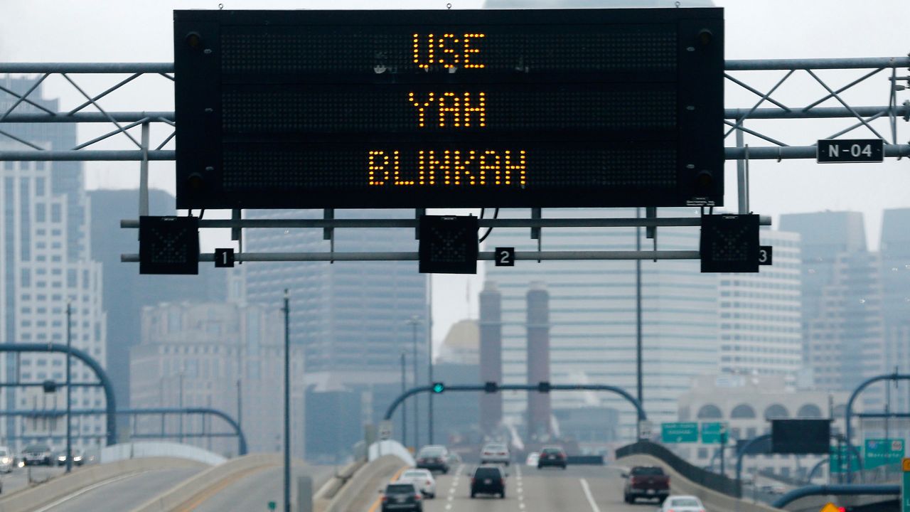 An electronic highway sign is seen on Interstate 93 in Boston, Friday, May 9, 2014. (AP Photo/Michael Dwyer)