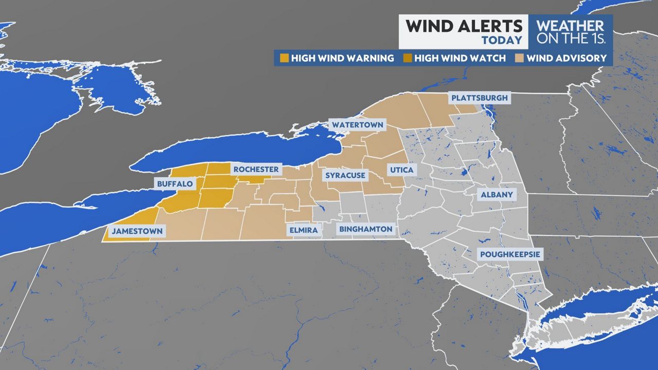 High wind warnings Friday for most of Western New York