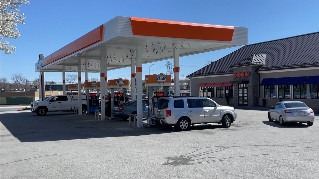 A gas station in Massachusetts is pictured.