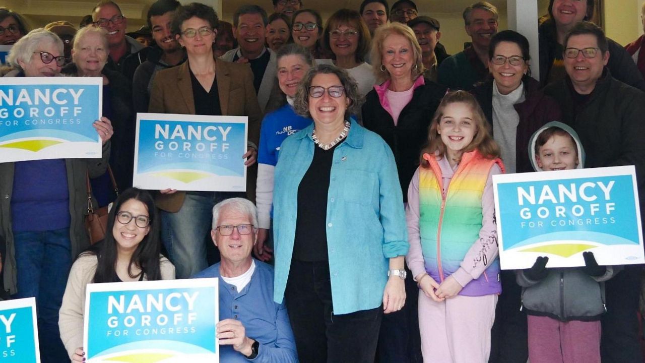 Nancy Goroff, Democratic candidate for Congress, at a campaign event. (Courtesy of Nancy Goroff on X, formerly known as Twitter)