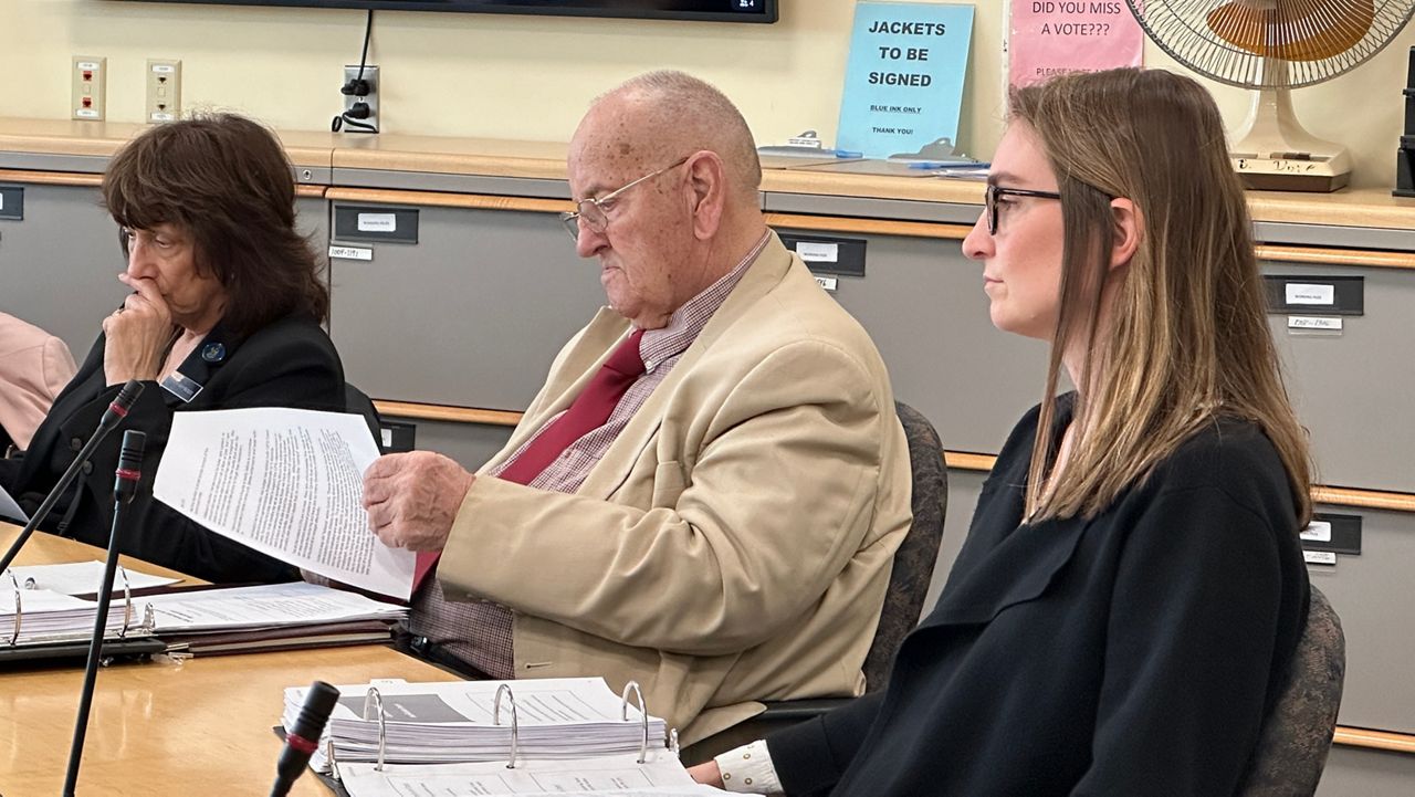 Members of the Government Oversight Committee, Rep. Anne-Marie Mastraccio (D-Sanford), Rep. Sawin Millett (R-Waterford) and Rep. Maggie O’Neil (D-Saco) listen to testimony on the state’s child welfare system on Friday. (Spectrum News/Susan Cover)